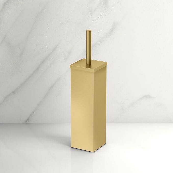 Gatco 1488B Elegant Square Toilet Brush Holder, Gold