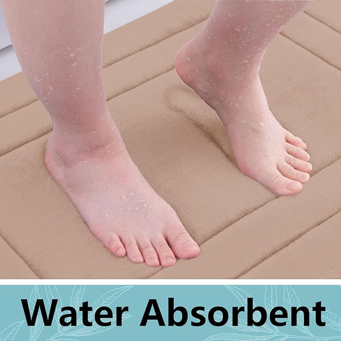 Arotive Memory Foam Bathroom Rug Mat 30x20, Ultra Soft and Absorbent Bath Mat, Machine Wash Dry, Comfortable Bath Rug Carpet for Bathroom Floor, Tub and Shower, Camel