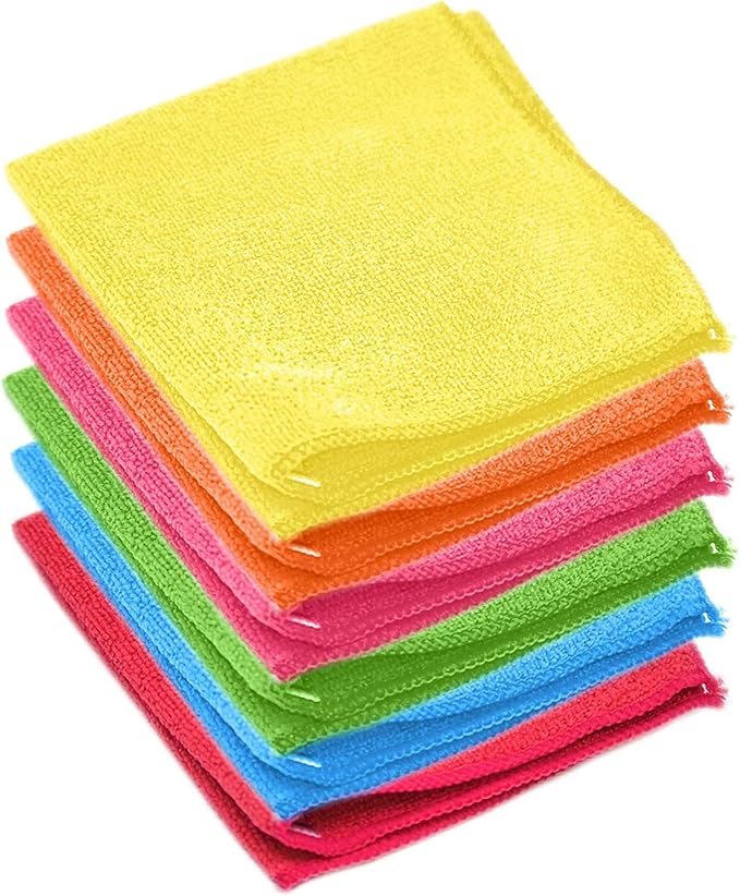 Clara Clark Soft Microfiber Cleaning Cloth Set of 12-12 x 12 inches, Medium, Pink