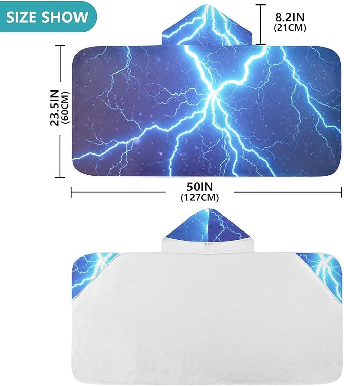 SUABO Kids' Bath Towels Lighting Blue Hooded Towels for Boys Girls,Toddler Towels Multi-Purpose for Beach,Pool and Bathroom,23.5" x 50", Soft and Highly Absorbent