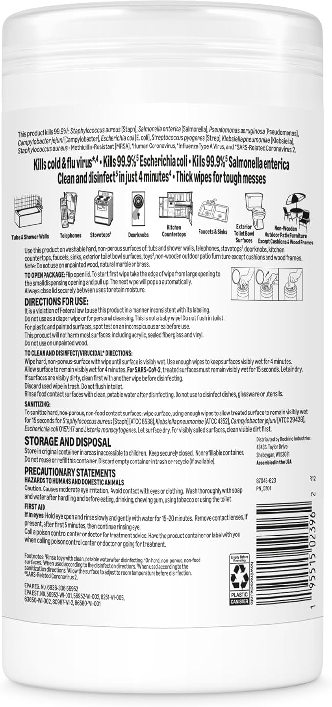 Amazon Basics Disinfecting Wipes, Lemon Scent, for Sanitizing, Cleaning & Deodorizing, 255 Count (3 Packs of 85), Packaging May Vary