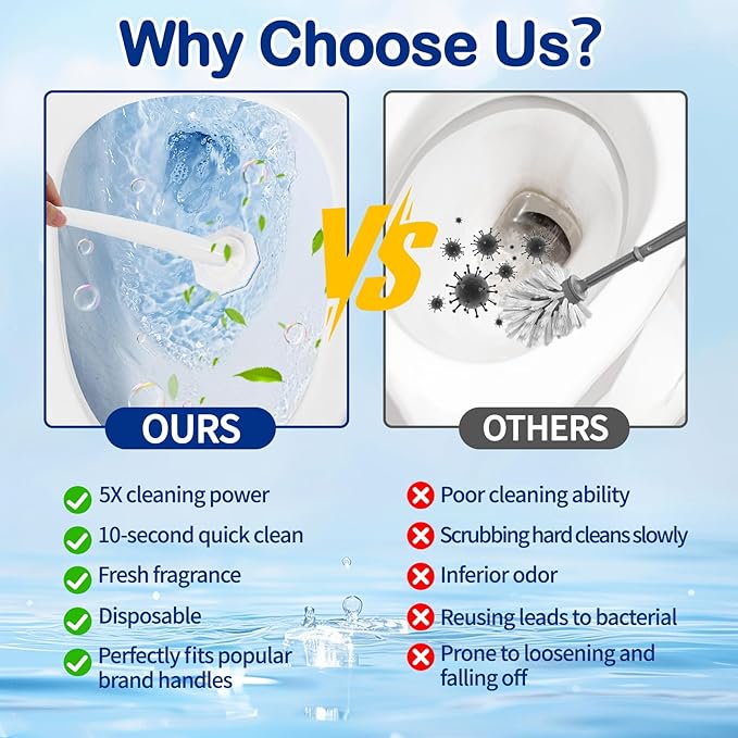 30 Count Disposable Toilet Wand Refills for Clorox Toilet Wand, 5X Cleaning Power Scrubber Refill, High-Density Disposable Brush Refills, 360° Efficient Cleaning, No Falling Apart, Fresh Fragrance.
