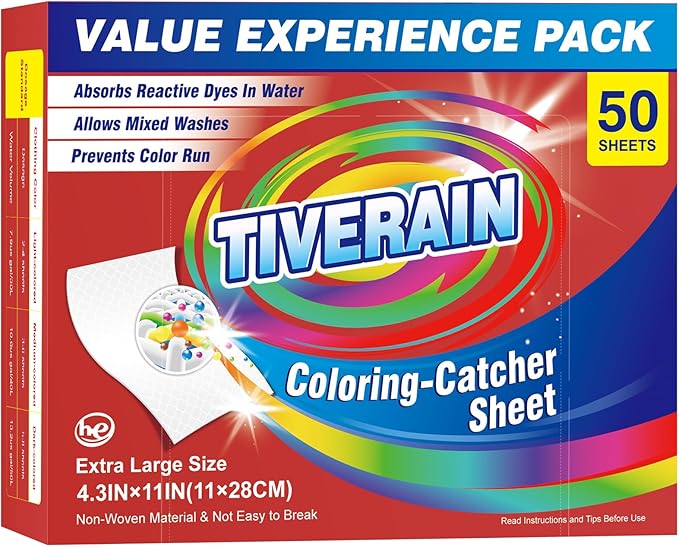 Laundry Color Catchers Sheet 50 Count,Color Catchers for Laundry Allow Clothes Mixed Washes and Prevents Color Run,Color Grabber Laundry Sheets,Fragrance Free Color Remover for Clothes