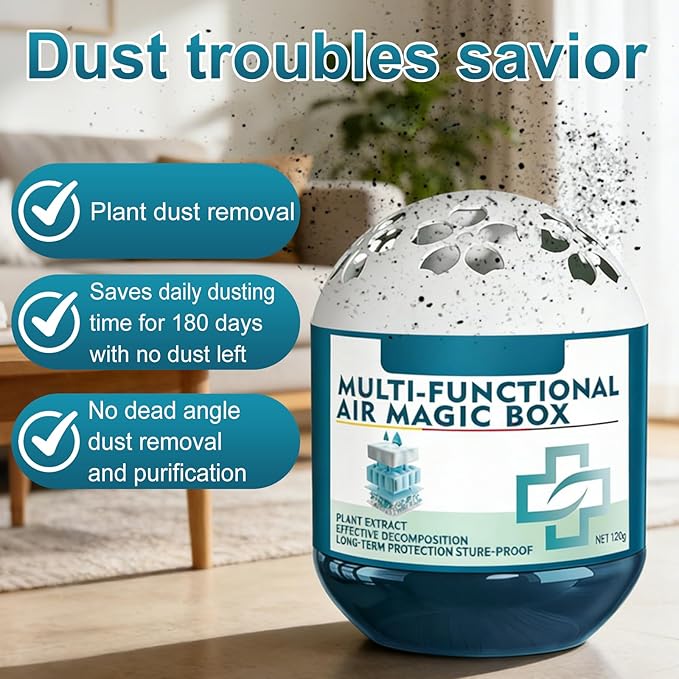 Indoor Air Purification Dust Removal Magic Box,Multi-Functional Air Magic Box,Automatic Dust Collection Air Box, Odor Eliminator Air Freshener, Office, Bedroom, Pet Areas (120g）