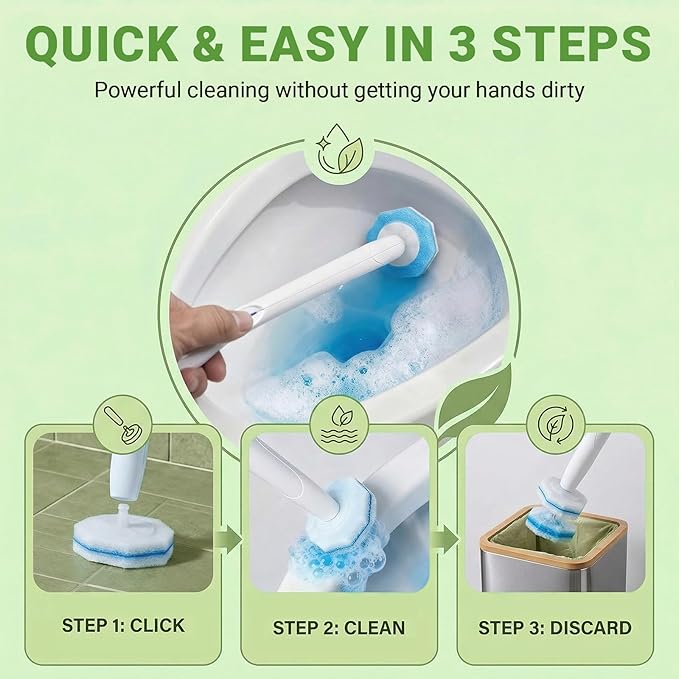 50PCS Toilet Bowl Cleaner Refills, Disposable Wand Refills Compatible with Most Systems, Scrubber Refill Heads for Bathroom Cleaning