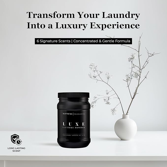 Mavwicks - Luxury Laundry Detergent Powder (Luxe) 32 Oz – Concentrated for Tough Stains and Odors, For All Washing machine types – Gentle on Fabrics
