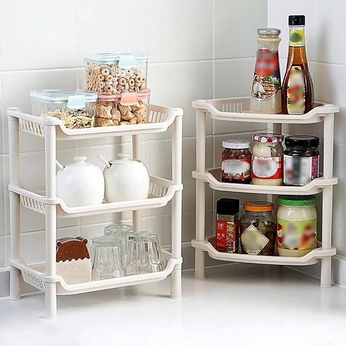 3 Tier Pink Shower Caddy Organizer - Multifunctional Corner Shelf For Bathroom, Kitchen, Dresser - Hollow Out Cosmetic Storage Rack, Countertop Holder