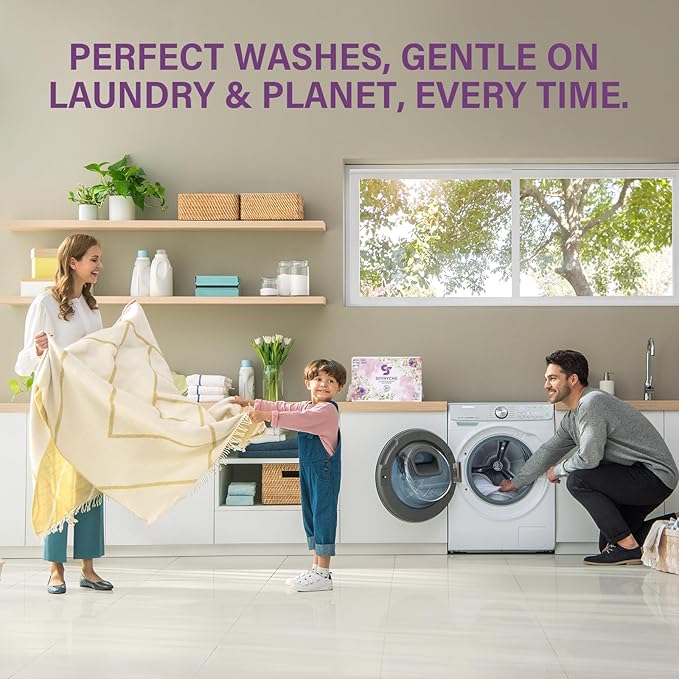 YUCO Laundry Detergent Sheets Jasmine and Lily Scent-64 Loads Travel Laundry Sheets Detergent Hypoallergenic Removes Stains & Odors