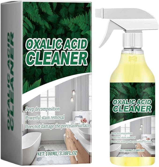 Oxalic Acid Cleaner Spray, Multi-Surface Rust Remover, Powerful Stain Removal for Bathroom, Bathtub, Porcelain, Tiles, 3.38 fl oz
