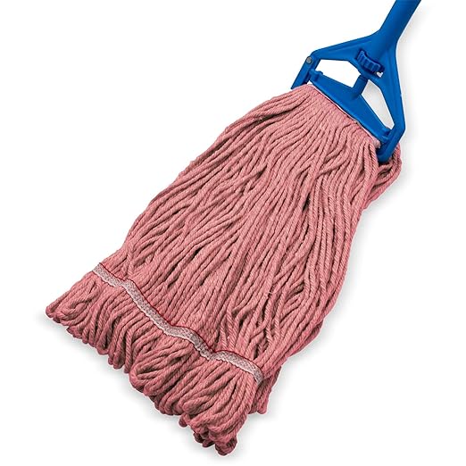 SPARTA Flo-Pac Acrylic Mop Head, Loop-Ended, Narrow Band with 1" Red Band for Organized Cleaning, Large, Red