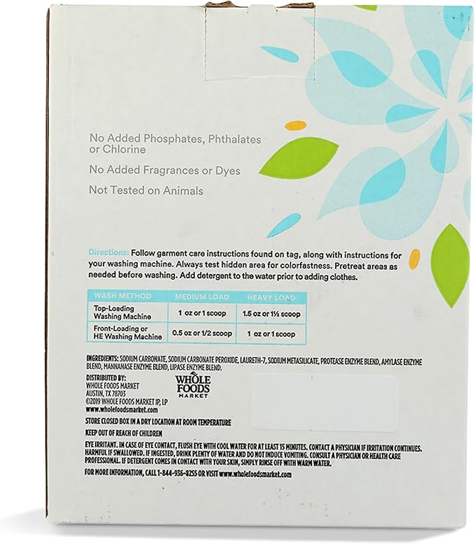 365 by Whole Foods Market, Powdered Laundry Detergent, Unscented, 80 HE Loads, 80 Ounce