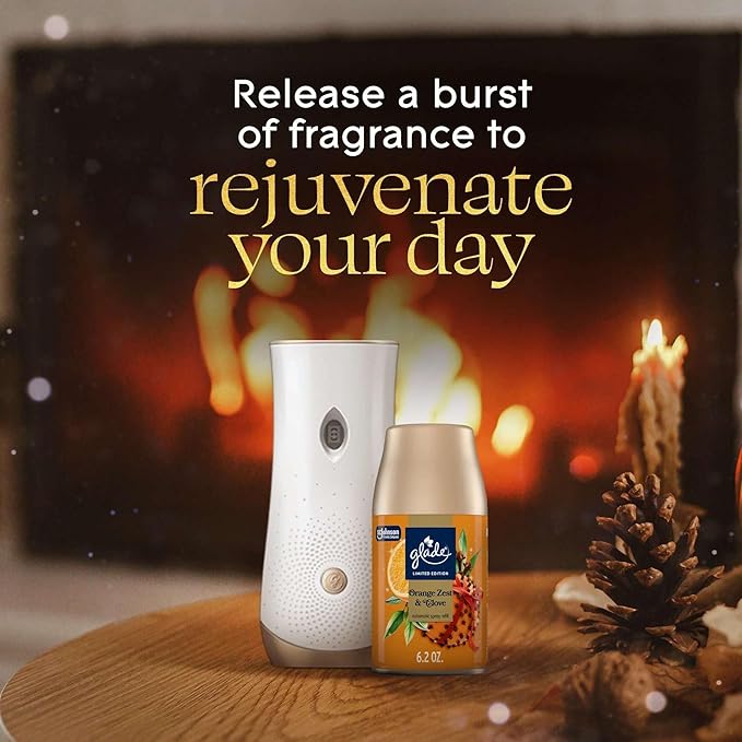Glade Automatic Spray Refill, Orange Zest & Clove, Limited Edition Air Freshener Refill Can, 6.2 oz