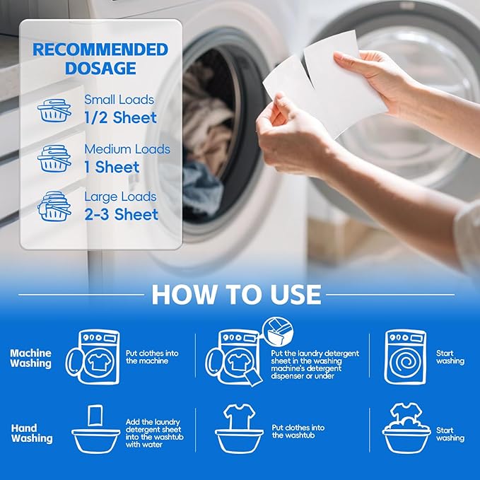 Laundry Detergent Sheets - Fragrance Free Laundry Sheets, 400 Loads, Eco-Friendly, Plastic-Free, Space Saving, Fast Dissolve & Hypoallergenic