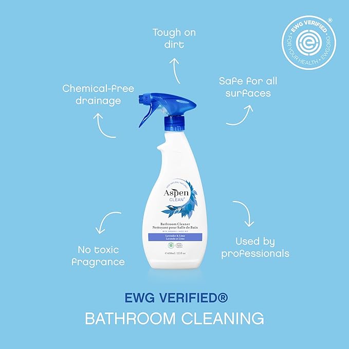 AspenClean | Bathroom Spray Cleaner | Eco-Friendly Cleaner for Hardwood, Laminate, Stone & Ceramic | Non - Toxic | 100% Natural | EWG Verified | Pack of 2