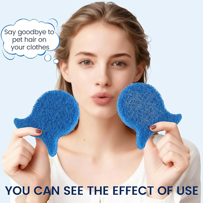 Pet Hair Remover for Laundry, Reusable Dog & Cat Fur Catcher Tool, Effectively Removes Pet Hair, Lint and Dander from Bedding and Clothing, Suitable for Washing Machines, Dryer (Blue)