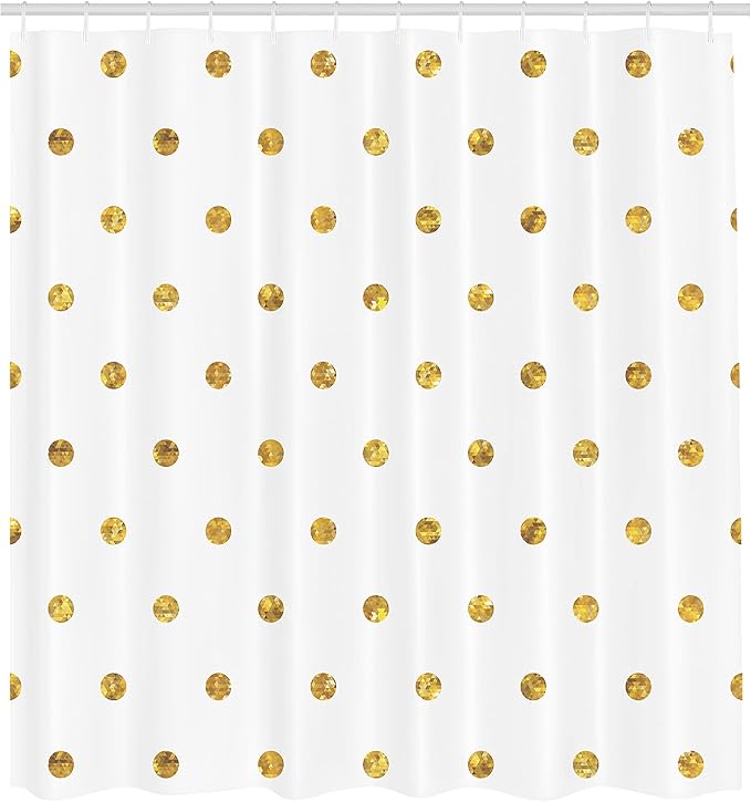 Ambesonne Modern Shower Curtain, Blurry Crystalised Yellow Ombre Geometric Circles Rounds Plain Backdrop Print, Cloth Fabric Bathroom Decor Set with Hooks, 69" W x 70" L, Yellow White