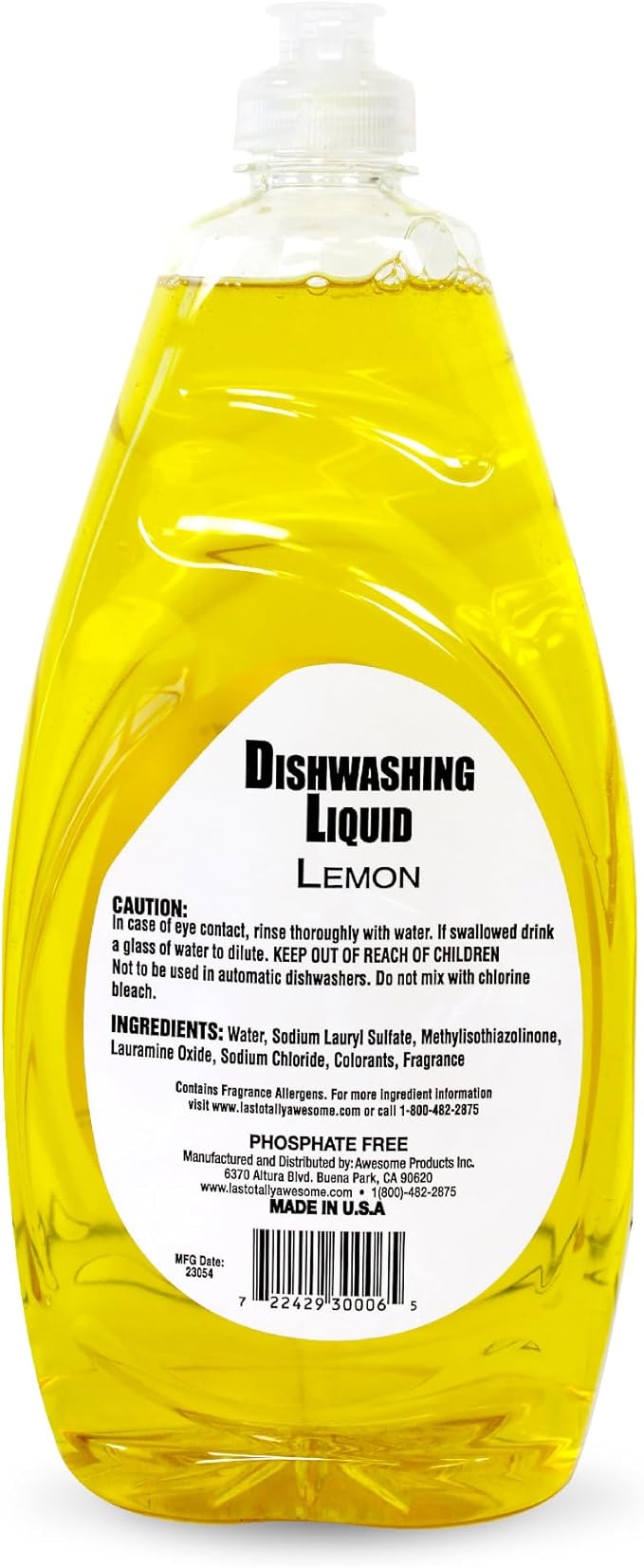 La's Totally Awesome Dish Soap Liquid – Lemon Scent (30 fl oz, Pack of 4) – Grease-Fighting Dishwashing Liquid from Awesome Cleaner Brand