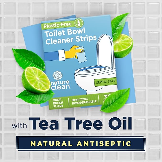 Nature Clean Non-Toxic Toilet Bowl Cleaners Strips 45 count, Pack of 12, Plastic-Free & Natural Toilet Cleaner No Harsh Chemicals Septic Safe, Zero Waste Refresh Toilets & Bathroom with Fresh Scent