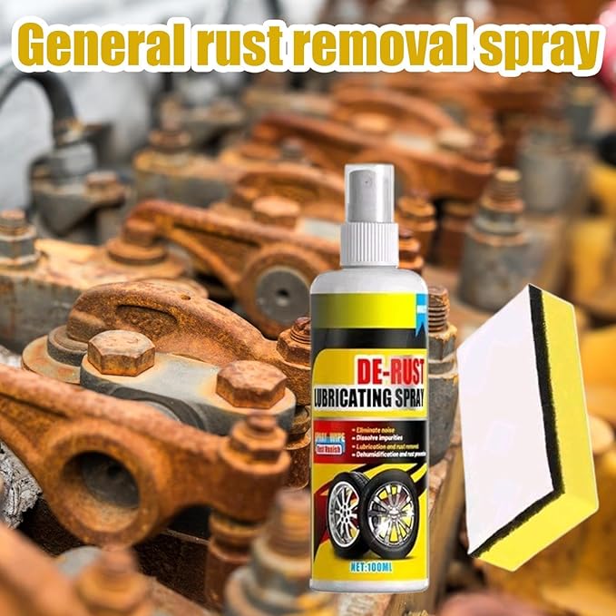 Rust Removal Spray, With Sponge, 100ml, Stain Cleaning Mist, Garage Rust Cleaner, Quickly Restoring Metal Surfaces, For Garage Trailer Driveway Brake Disc Motorcycle Car Kitchen Shower
