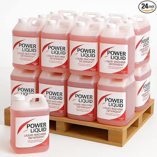 Commercial 2.5 Gallon (320 oz) Liquid Dishwashing Machine Detergent – Pallet of 24 Containers – Concentrated Formula for Spotless Dishes in Restaurants, Cafeterias & Kitchens