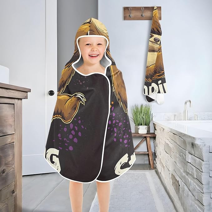 SUABO Kids' Bath Towels Basketball Sloth Hooded Towels for Boys Girls,Toddler Towels Multi-Purpose for Beach,Pool and Bathroom,23.5" x 50", Soft and Highly Absorbent