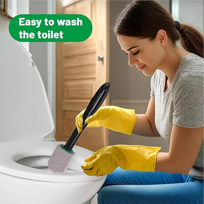 Pumice Stone Toilet Bowl Cleaner, Bathroom Cleaner Brush, Toilet Bowl Stain Remover Eraser, Commode Deep Cleaning Accessories, Cleans Hard Water Ring/Calcium Buildup/Stains