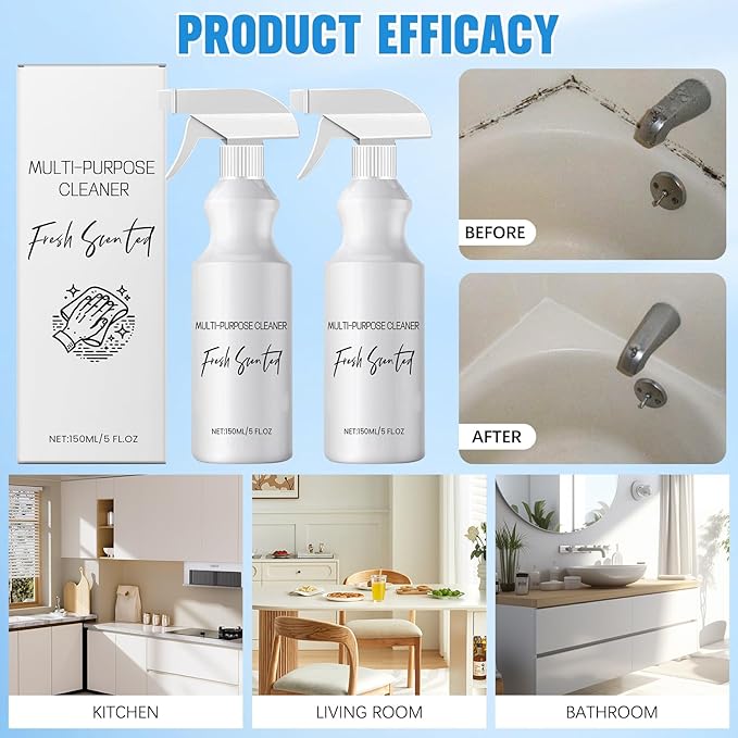 cuoct 2Pcs R & W Multi Purpose Cleaner, Multi Purpose Cleaner,All-purpose Rinse-free Cleaning Spray,Multipurpose Bathroom Foam Cleaner