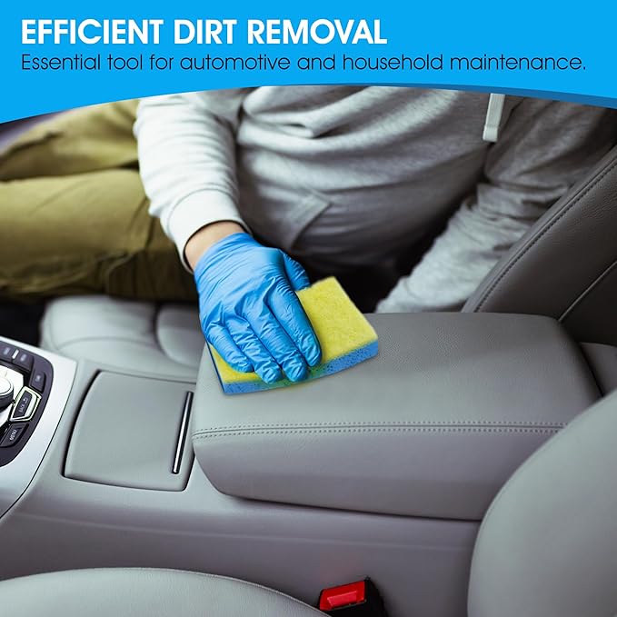 S.M. Arnold Scrub Away™ Plus Sponges, 4-Pack - 3" x 5" Non-Abrasive Dual-Sided Cleaning Tool for Car Detailing, Home & Office, Safe on Leather & Paint, Efficient Grime Removal