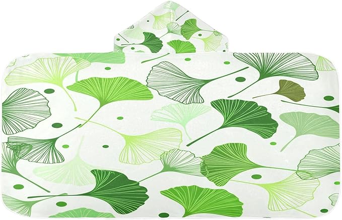 CEBUGI Ginkgo Leaves Hooded Bath Towel for Kids Absorbent Soft Bath Towel Wrap with Hood 50x23.5in Pool Beach Shower Towel for Boys Girls