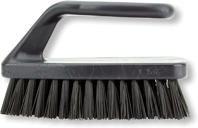 SPARTA Scrub Brush with Iron Shaped Handle and Stiff Bristles, Heavy Duty Scrubber Brush for Kitchen, Bathroom, Shower, Tile, Sink, Carpet and Bakepans, Polypropylene, 6 Inches, Black, (Pack of 6)