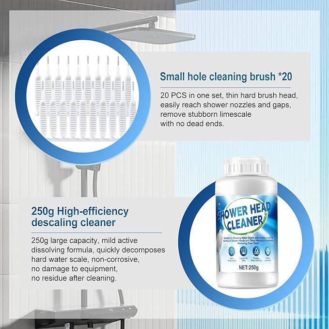 Limescale Remover, Bathroom Descaler, Hard Water Cleaner, Highly Effective at Removing Scale, Suitable for Cleaning Various Shower Heads, Water Dispensers, Kettles, Faucets, Etc, 8.3 Oz