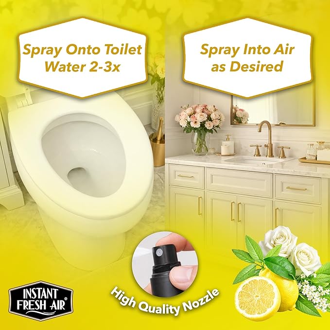 Priventi Toilet Spray & Bathroom Spray Odor Eliminator - Up to 120 Uses - Travel Size Odor Elimination for #2 - For Home, Office, Schools, Travel - Citrus Verbena Fragrance - 2.4 oz