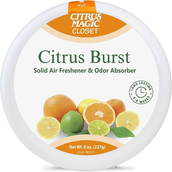 Citrus Magic For Closets Odor Absorbing Solid Air Freshener, 8-Ounce. (Citrus Burst)