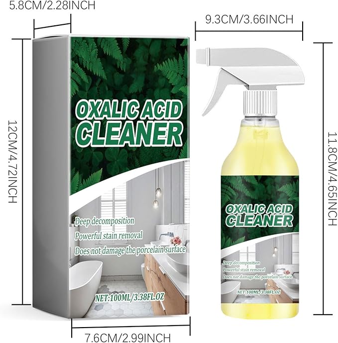3.38 Fl.oz Oxalic Acid Cleaner Spray,Oxalic Acid Powder for Cleaning, for Toilet Bathroom, and Kitchen Floor Countertop, Multi-purpose (3PCS)