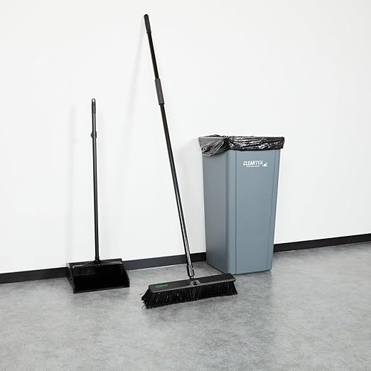 Restaurantware-Clean Tek Professional 17.13 Inch Push Broom, 1 Heavy-Duty Broom with 59â€ Handle - Medium Bristles, 2 Handle Attachment, Wooden, Commercial Use, for Deck, Garage, Yard, Patio