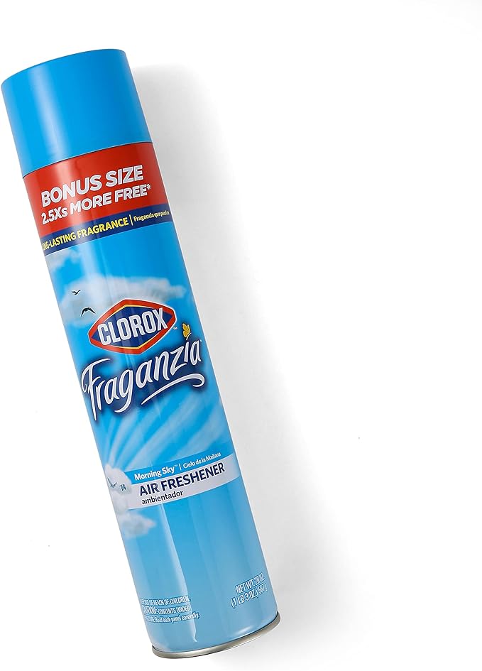 Clorox Fraganzia Aerosol Air Freshener in Morning Sky Scent | Long-Lasting Air Freshener Spray for Home or Office | 20 Oz Bonus Size Air Freshener Room Spray (Pack of 2)