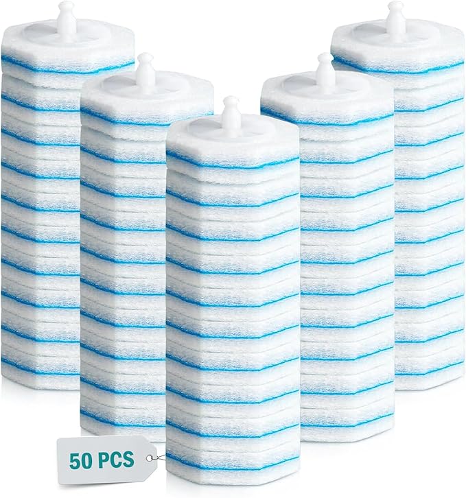 50 PCS Toilet Bowl Wand Refills, Disposable Toilet Brush Refills,Replacement Heads for Bathroom Washroom Cleaning Pads Compatible with Most Brushes Scrubbers Pack for Household Cleaning