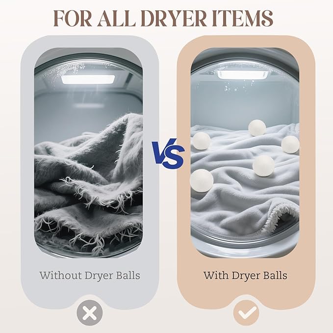 Large Wool Dryer Balls, New Zealand Dryer Balls Laundry Reusable Reduce Static Cling, Dryer Ball to Reduce Wrinkles & Shorten Drying Time, Drying Balls Fabric Softener Ball for Laundry（Pack of 8 XL)