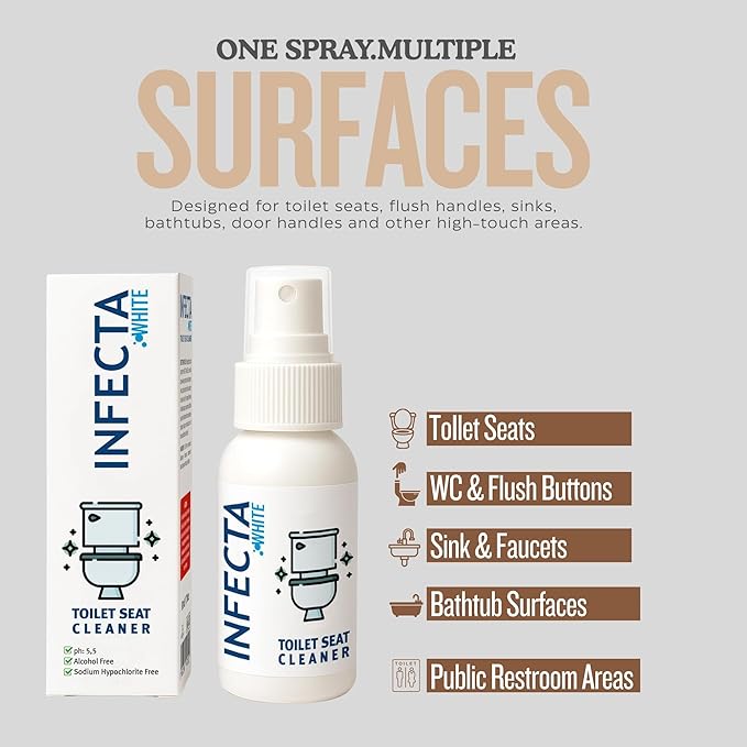 INFECTA WHITE – Toilet Spray, Travel Size Multipurpose Cleaning Spray (50 ml), All Purpose Cleaner for Toilet Seats, Bathtub, Fresh Scent, Bathroom Essentials & Mini Travel Toiletries (Pack of 3)
