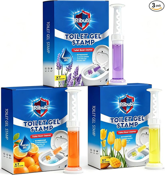 Toilet Cleaner Gel Stamp, Automatic Toilet Bowl Cleaner & Freshener, Helps Prevent Limescale & Odors, Lavender, Citrus, Mango & Tulip Scents, Bathroom Cleaning Essentials, 3-Pack