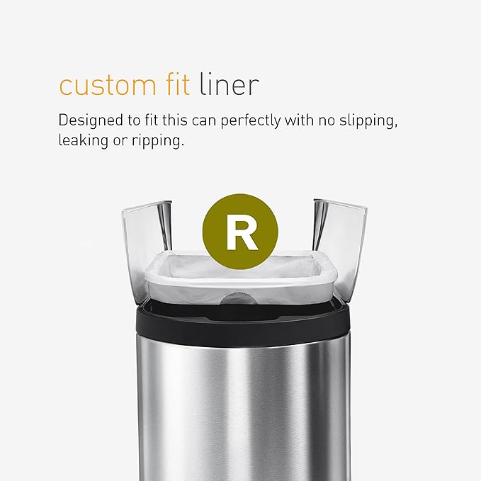 simplehuman CW0253 Code R, Custom Made Bin Liners, 3 x Pack of 20 (60 Bags), White Plastic