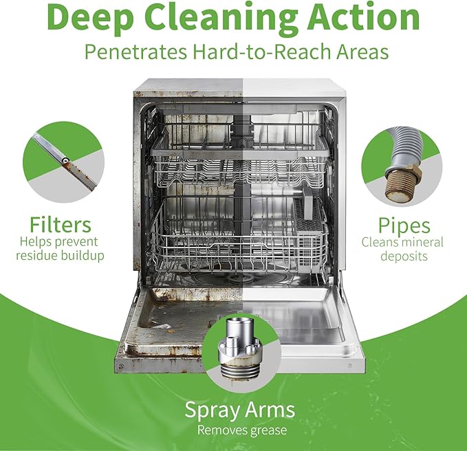OrientLeaf Dishwasher Cleaner And Deodorizer 24 Pack, 1 Year Supply Dishwasher Cleaning Tablets, Descaler, Removes Limescale, Hard Water Marks, Grease and Odors, Lemon Scent