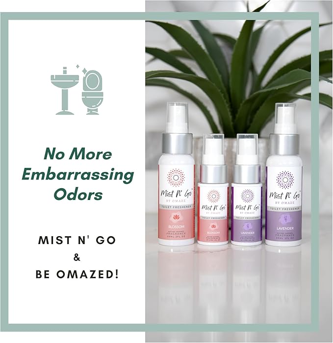 Mist N’ Go by Omaze Travel Bathroom Spray for Toilet Spray Odor Eliminator - Travel Toilet Spray for Bathroom Air Freshener Spray for Bathroom Deodorizer - Blossom Regular Size (2oz x1)