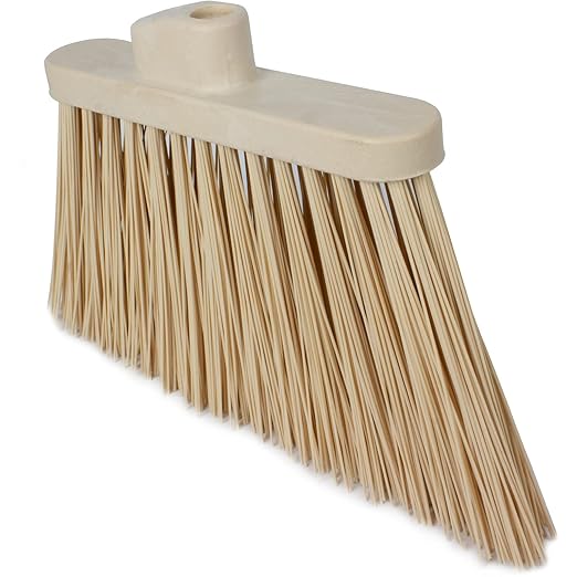 SPARTA Plastic Broom Head, Angled, Un-Flagged for Large Debris Indoor, Outdoor, Home, Restaurant, Lobby, Office, 12 Inches, Tan