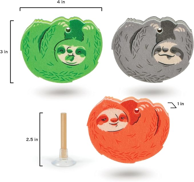 Genuine Fred, Slow Clean, Sloth Kitchen Sponges, Set of 3, Multicolored (5293123)