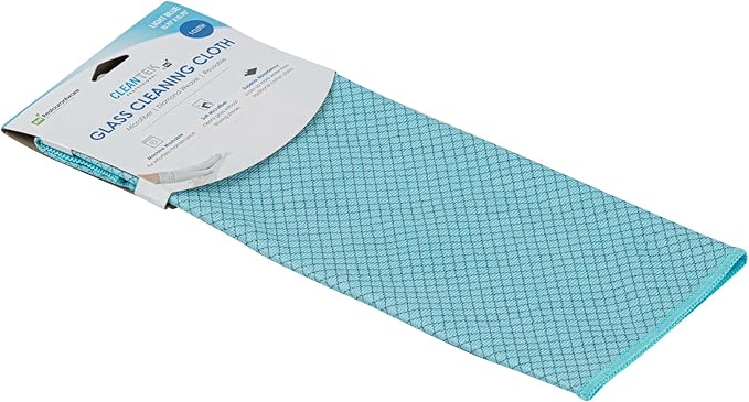Restaurantware - Clean Tek Professional 15.7 x 15.7 Inch Glass Cleaning Cloth, 1 Reusable Cleaning Cloth - Diamond Weave, Dual Side, Light Blue Microfiber Absorbent Cleaning Cloth, for Quick Cleaning