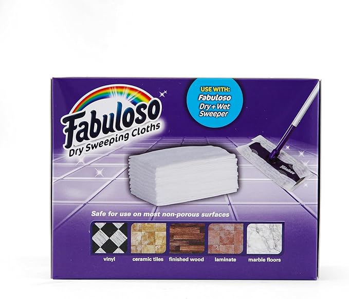 Fabuloso Dry Cloths Sweeping Pads, 16 Count, Disposable Dry Cloths for Use with Fabuloso Dry and Wet Sweeper, Traps and Locks Dirt, Dust, and Hair, 10.4 x 8 Inches Each - 10 Pack