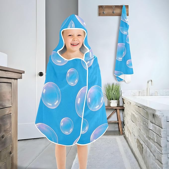 SUABO Kids' Bath Towels Bubble Hooded Towels for Boys Girls,Toddler Towels Multi-Purpose for Beach,Pool and Bathroom,23.5" x 50", Soft and Highly Absorbent