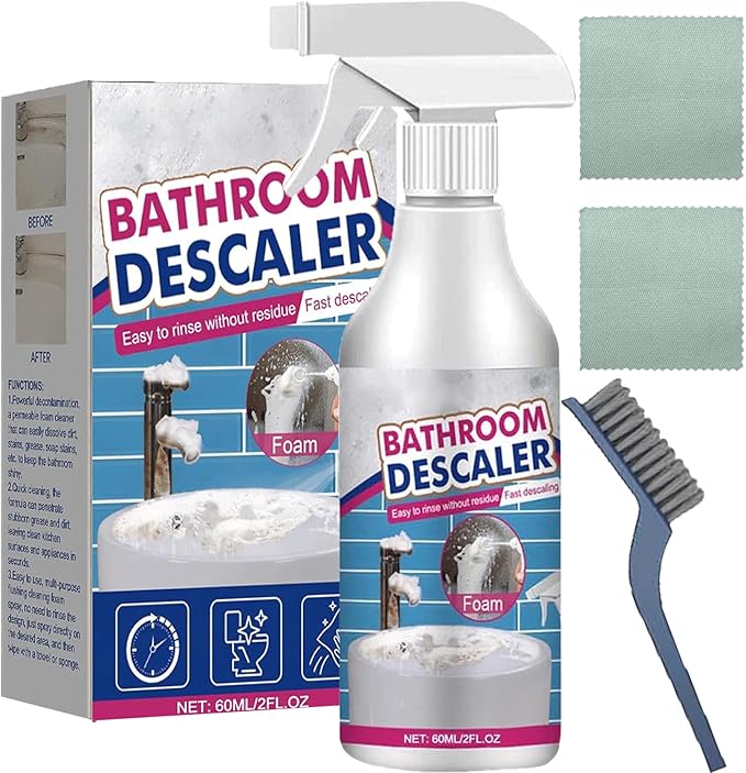 2.02 Floz Bathroom Descaler Foam Cleaner, 2025 New Bathroom Descaler Foam Cleaner Spray, All Purpose Rinse Cleaning Foams Spray, For Toilet Bath Shower Glass Sink Cleaner (1, 1pc)