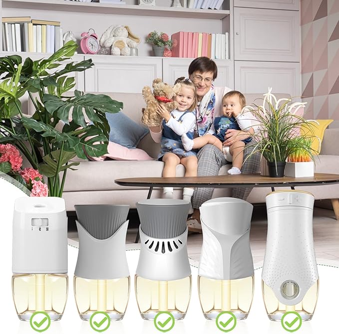 Citronella Plug In Air Freshener Refills, Lemongrass Fragrance, Compatible with Air Wick & Glade, Scented Plug In Refills for Bedroom, Bathroom, Patio, Camping, Courtyard, Pool, Outdoor Use, 6 Count